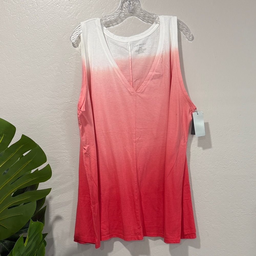 NWT Lane Bryant Pink Ombre V-Neck Top plus size 26/28